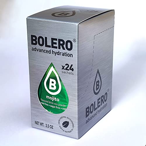 Bolero MOJITO 24x3g | Getränkepulver ohne Zucker, gesüßt mit Stevia + Vitamin C | geeignet für Kinder, Sportler und Diabetiker | glutenfrei und veganfreundlich | Mojito-Geschmack von Bolero