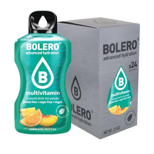 Bolero MULTIVITAMIN 24x3g | Saftpulver ohne Zucker, gesüßt mit Stevia + Vitamin C | geeignet für Kinder, Sportler und Diabetiker | glutenfrei und veganfreundlich | Multivitamin-Geschmack von Bolero