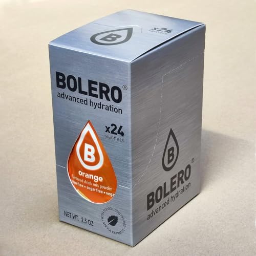 Bolero ORANGE 24x3g | Saftpulver ohne Zucker, gesüßt mit Stevia + Vitamin C | geeignet für Kinder, Sportler und Diabetiker | glutenfrei und veganfreundlich | Orangengeschmack von Bolero