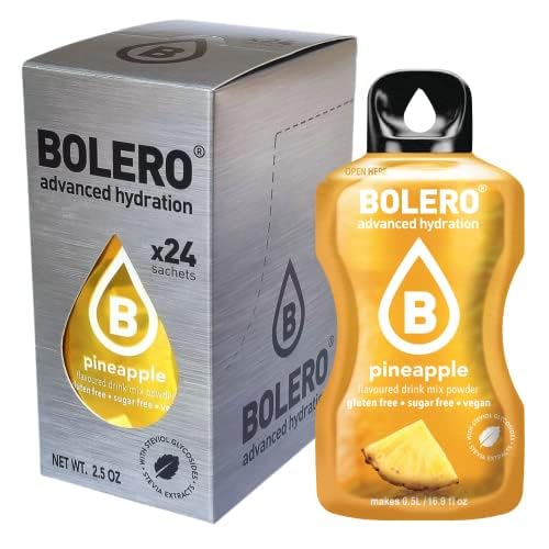 Bolero PINEAPPLE 24x3g | Saftpulver ohne Zucker, gesüßt mit Stevia + Vitamin C | geeignet für Kinder, Sportler und Diabetiker | glutenfrei und veganfreundlich | Ananasgeschmack von Bolero