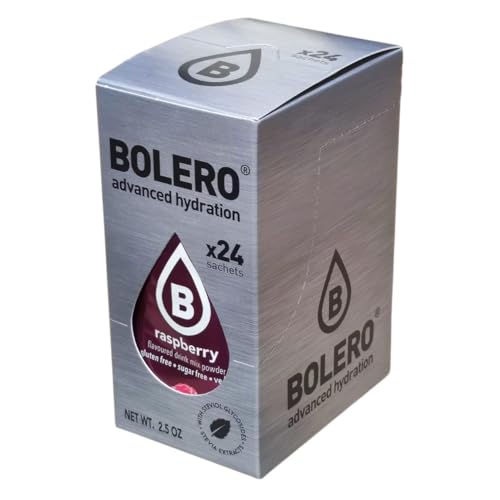 Bolero RASPBERRY 24x3g | Saftpulver ohne Zucker, gesüßt mit Stevia + Vitamin C | geeignet für Kinder, Sportler und Diabetiker | glutenfrei und veganfreundlich | Himbeergeschmack von Bolero