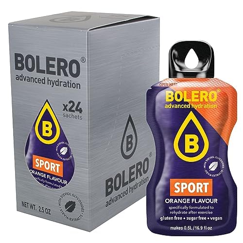 Bolero SPORT 24x3g | Saftpulver ohne Zucker, gesüßt mit Stevia + Vitamin C | geeignet für Kinder, Sportler und Diabetiker | glutenfrei und veganfreundlich | Orangengeschmack von Bolero
