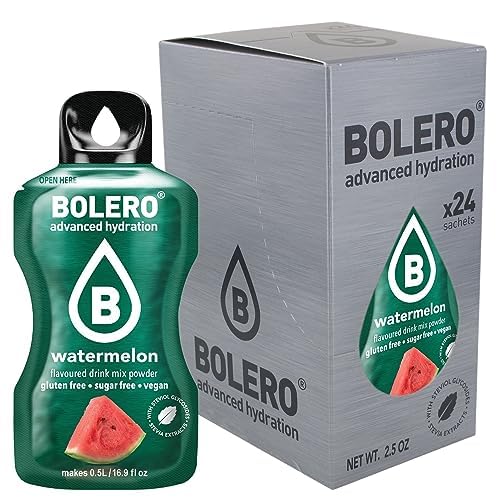 Bolero WATERMELON 24x3g | Saftpulver ohne Zucker, gesüßt mit Stevia + Vitamin C | geeignet für Kinder, Sportler und Diabetiker | glutenfrei und veganfreundlich | Wassermelonengeschmack von Bolero