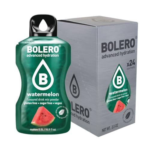 Bolero WATERMELON 24x3g | Saftpulver ohne Zucker, gesüßt mit Stevia + Vitamin C | geeignet für Kinder, Sportler und Diabetiker | glutenfrei und veganfreundlich | Wassermelonengeschmack von Bolero