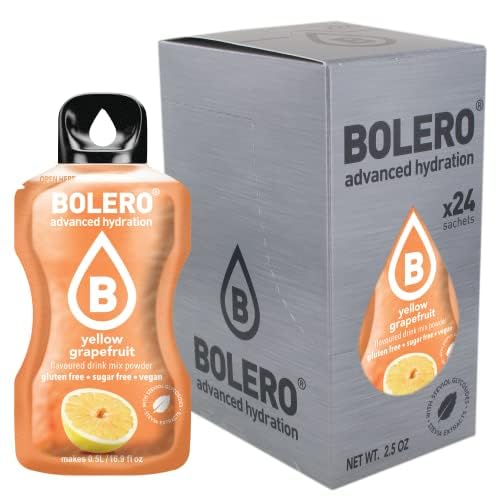 Bolero YELLOW GRAPEFRUIT 24x3g | Saftpulver ohne Zucker, gesüßt mit Stevia + Vitamin C | geeignet für Kinder, Sportler und Diabetiker | glutenfrei und veganfreundlich | Gelber Grapefruitgeschmack von Bolero