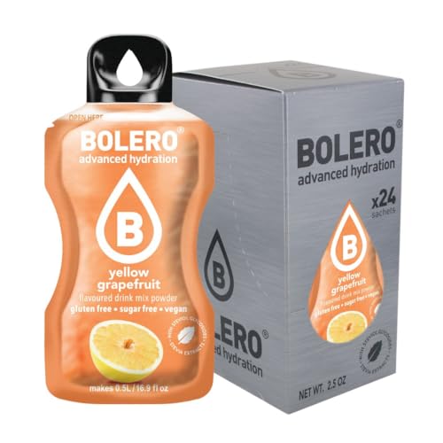 Bolero YELLOW GRAPEFRUIT 24x3g | Saftpulver ohne Zucker, gesüßt mit Stevia + Vitamin C | geeignet für Kinder, Sportler und Diabetiker | glutenfrei und veganfreundlich | Gelber Grapefruitgeschmack von Bolero