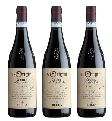 3x 0,75l - 2018er - Bolla - Le Origini - Amarone della Valpolicella Classico Riserva D.O.C.G. - Veneto - Italien - Rotwein trocken 3x 0,75l - 2018er - Bolla - Le Origini - Amarone della Valpolicella Classico Riserva D.O.C.G. - Veneto - Italien - Rotwein trocken von Bolla