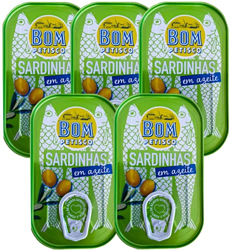 Bom Petisco Sardinen in Olivenöl 5x120 g - Premium-Qualität aus Portugal - reich an Omega-3x von Bom Petisco