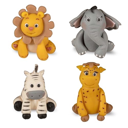 Bombasei Handgefertigte Zucker Fondant Tiere mit Löwen, Zebra, Elefanten & Tigermotiv 4-teilig, 98g, perfekt für Torten- & Kuchendekoration, Tortendeko zum Verschenken & selbst freuen Bombasei Handgefertigte Zucker Fondant Tiere mit Löwen, Zebra, Elefanten & Tigermotiv 4-teilig, 98g, perfekt für Torten- & Kuchendekoration, Tortendeko zum Verschenken & selbst freuen von Bombasei decor