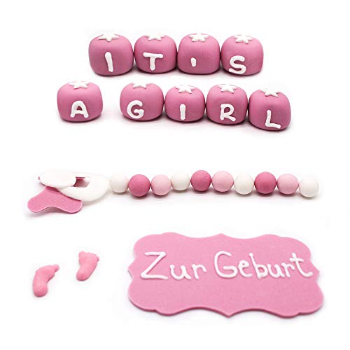 Bombasei 12 teiliges Tortendekoration für eine Babytorte aus Fondant Rosa, 138g Bombasei 12 teiliges Tortendekoration für eine Babytorte aus Fondant Rosa, 138g von Bombasei decor