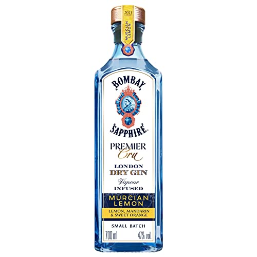 Bombay Sapphire Premier Cru Distilled Premium London Dry Gin, per Dampfinfusion hergestellt mit exotischen Botanicals und Zitronen aus Murcia, ideal als Geschenk, 47% Vol., 70 cl/700 ml von Bombay Sapphire