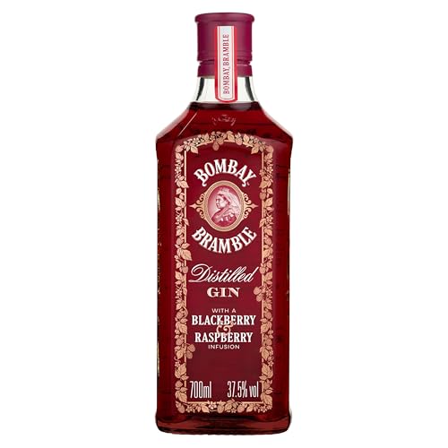 Bombay Bramble Distilled Premium Flavoured Gin Blackberry & Raspberry, 100 % natürlich aus frisch gepflückten Brombeeren und Himbeeren, ideal als Gin-Geschenkset, 37,5% Vol., 70 cl/700 ml von Bombay