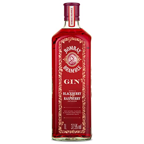Bombay Bramble Distilled Premium, 37,5% Vol., 1 L, Flavoured Gin Blackberry & Raspberry, 100 % natürlich aus frisch gepflückten Brombeeren und Himbeeren, ideal als Gin-Geschenkset, 100 cl von Bombay Sapphire