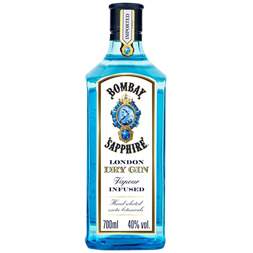 Bombay Sapphire Distilled Premium London Dry Gin, per Dampfinfusion hergestellt mit 10 erlesenen exotischen Botanicals, ideal für die Hausbar und als Geschenk ab 18, 40% Vol., 70 cl/700 ml von Bombay