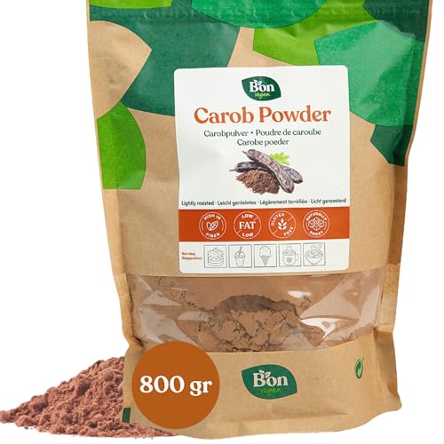 Bon Vegan Johannisbrot pulver dunkel | Johannisbrotkernmehl für Schokolade & Desserts | Kalorienarme natürlich süß Kakaoersatz | Carob powder geröstet 800g von Bon Vegan