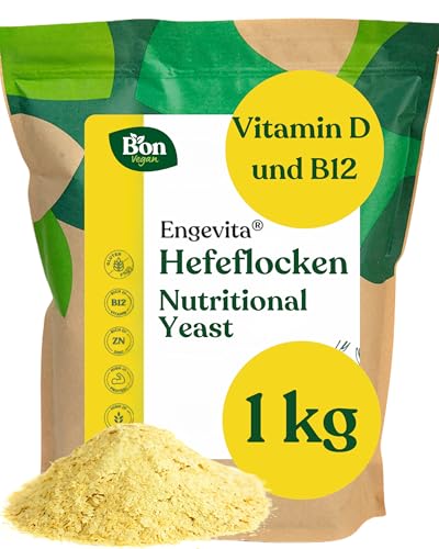 Engevita Hefeflocken 1kg by Bon Vegan | Nutritional Yeast Flakes | Alternative für veganer Käse wie Parmesan | Nährhefe mit Vitamin D, des B-Komplexes und Zink | Gluten- und gentechnikfrei von Bon Vegan