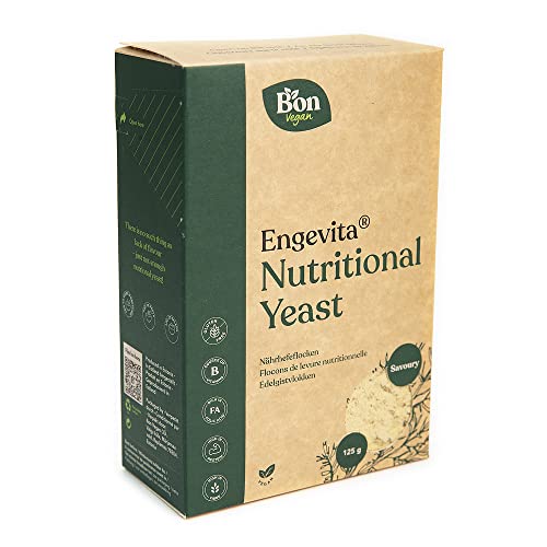 Engevita nicht angereicherte Nährhefe Flocken by Bon Vegan | Premium Nutritional Yeast Flakes 125g | veganer Käseersatz | mit B-Vitaminen | Gentechnikfrei | Glutenfrei | ohne Zusatz von Vitaminen. von Bon Vegan