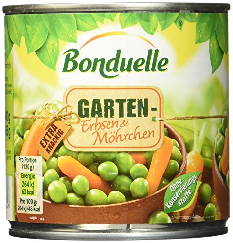 Bonduelle Garten-Erbsen mit Möhrchen , 6er Pack (6 x 400 g Dose) von Bonduelle