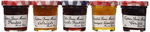 French assortment jam, strawberries, apricots, raspberries, orange bitter, cherries - assortiment co von Bonne Maman