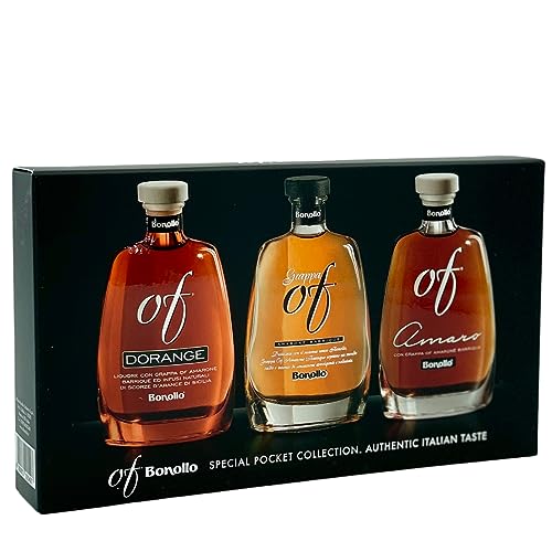 Grappa Bonollo Special Pocket Collection (3 x 50ml) Grappa Dorange of Amarone 50ml 40% Vol, Grappa Amarone barrique 42% Vol. + Grappa of Amaro 30% Vol von Bonollo