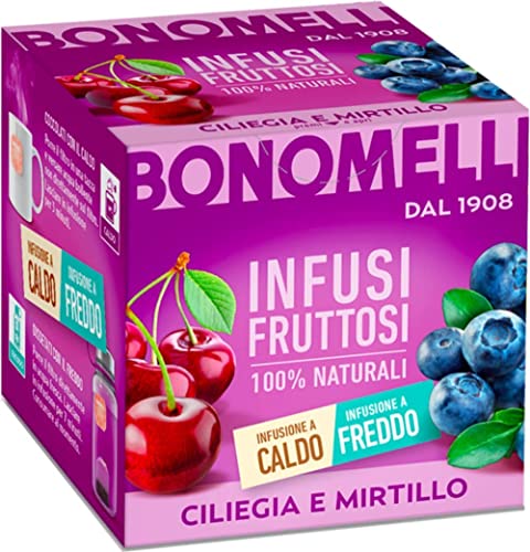 3x Bonomelli Infusi Fruttosi Ciliegia e Mirtillo Infusion mit Kirsche und Heidelbeere Packung mit 10 Filtern 100 % natürliche Inhaltsstoffe von Bonomelli