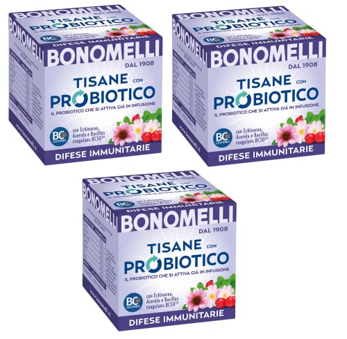3x Bonomelli Tisane con Probiotico Difese Immunitarie Immunabwehr Kräutertees mit Probiotika mit Echinacea und Acerola Packung mit 10 Filtern 3x Bonomelli Tisane con Probiotico Difese Immunitarie Immunabwehr Kräutertees mit Probiotika mit Echinacea und Acerola Packung mit 10 Filtern von Bonomelli