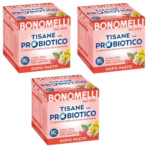 3x Bonomelli Tisane con Probiotico Dopo Pasto Kräutertees mit Probiotika mit Minz-, Eisenkraut- und Ingwerextrakt ideal nach den Mahlzeiten Packung mit 10 Filtern 3x Bonomelli Tisane con Probiotico Dopo Pasto Kräutertees mit Probiotika mit Minz-, Eisenkraut- und Ingwerextrakt ideal nach den Mahlzeiten Packung mit 10 Filtern von Bonomelli