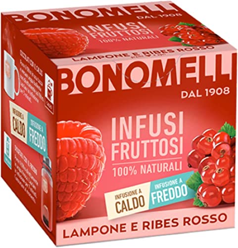 Bonomelli Infusi Fruttosi Lampone e Ribes Rosso Infusion mit Himbeere und rote Johannisbeeren Packung mit 12 Filtern 100 % natürliche Inhaltsstoffe von Bonomelli