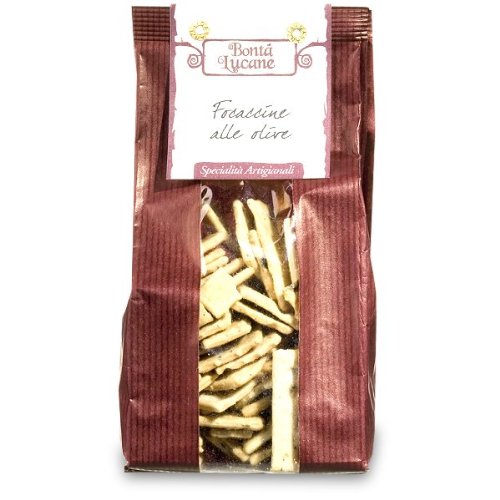 Focaccine mit Oliven, Salzgebäck mit Oliven, 200 g Focaccine mit Oliven, Salzgebäck mit Oliven, 200 g von Bonta Lucane