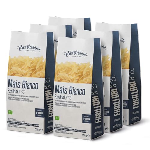 Bontasana - Fusilloni aus weißem Mais, natürlich glutenfreie Nudeln, BIO, Halal, Kosher, Vegan und plastikfrei - 6 x 250 g, 1,5kg von Bontasana