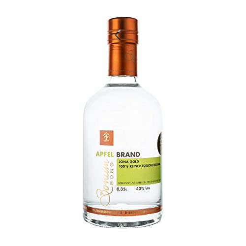 BONUM BONO Apfelbrand Jona Gold 1 x 0,35L | 40% vol. Alkohol | 100% reiner Edelobstbrand | süß-säucherliches Aroma von Äpfeln | deutscher Apfel Obstbrand | hochwertiger Edelbrand | Obstbrand Apfel von Bonum Bono