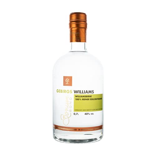 BONUM BONO Birnenbrand Gebirgs Williams Birne 1 x 0,7L | 40% vol. Alkohol | 100% reiner Edelobstbrand | frisch-fruchtiges Birnenaroma | Williams Birnenbrand | Edelbrand | Obstbrand von Bonum Bono