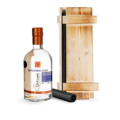 BONUM BONO Schlehengeist Geschenk Grillen | 1x 0,7 Liter & Grillmatte für alle Grills | edle Holzkiste mit Schlehengeist und Silikon Grillmatte 40x33cm | 40% Alkohol | Schnaps Geschenk für Grillfans von Bonum Bono