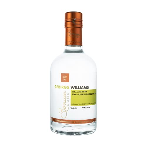 BONUM BONO Birnenbrand Gebirgs Williams Birne 1 x 0,35L | 40% vol. Alkohol | 100% reiner Edelobstbrand | frisch-fruchtiges Birnenaroma | Williams Birnenbrand | Edelbrand | Obstbrand von Bonum Bono