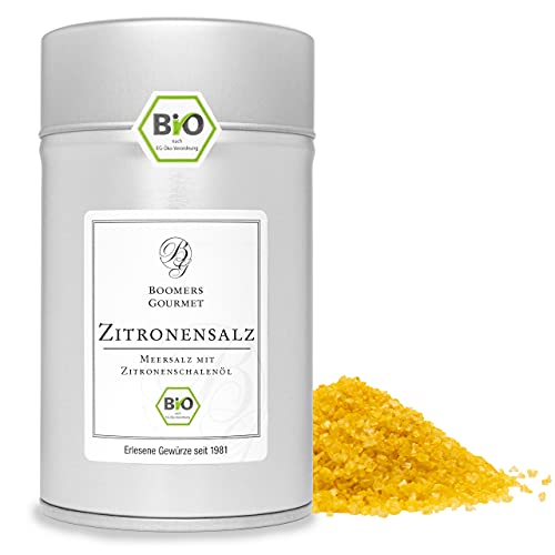 Boomers Gourmet -BIO Sizilianisches Zitronen Salz, frisches Zitronensalz in Bio Qualität, Ideal für Fisch und Salate - Dose - 250 g von BOOMERS GOURMET