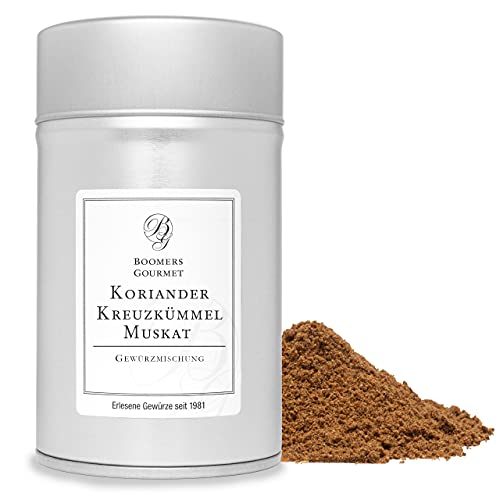 Boomers Gourmet - Gewürzmischung Kreuzkümmel Koriander Muskat I Cumin Koriander Muskatnuss ayurvedische Gewürzmischung - Gewürzdose - 100 g Boomers Gourmet - Gewürzmischung Kreuzkümmel Koriander Muskat I Cumin Koriander Muskatnuss ayurvedische Gewürzmischung - Gewürzdose - 100 g von BOOMERS GOURMET