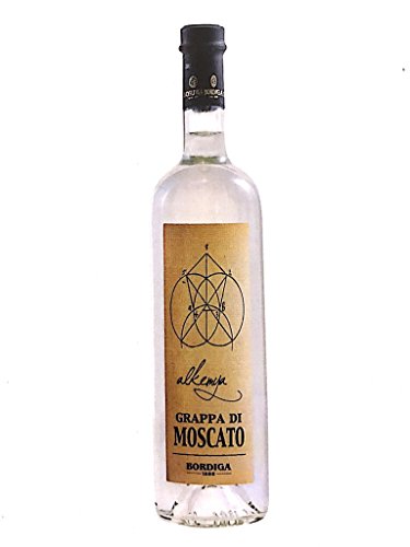 Grappa di Moscato Alkemya von Bordiga 1888 - 0,7L - 42% Vol - Italienischer Premium Grappa aus Moscato-Trauben von Bordiga