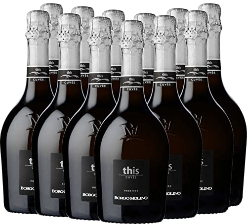 VINELLO 12er Weinpaket Cuvee This Brut - Borgo Molino mit einem VINELLO.weinausgießer | 12 x 0,75 Liter VINELLO 12er Weinpaket Cuvee This Brut - Borgo Molino mit einem VINELLO.weinausgießer | 12 x 0,75 Liter von Borgo Molino