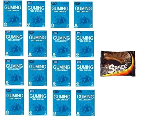 16 Boxen Guming Fresh Mint Energy Kaugummi mit Koffein und Vitaminen 60mg Koffein (16 Boxen a 10 Dragees) + Space Riegel 45g von Onlineshop Bormann von Bormann