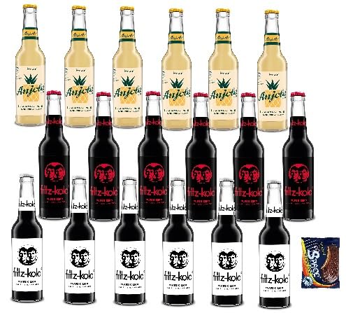 18 Flaschen Fritz-limo Mix a 0,33l (6 x Fritz Anjola / 6 x Fritz Kola Super Zero / 6 x Fritz Kola Zero) inclusive MEHRWEG Pfand Space Riegel von Onlineshop Bormann von Bormann