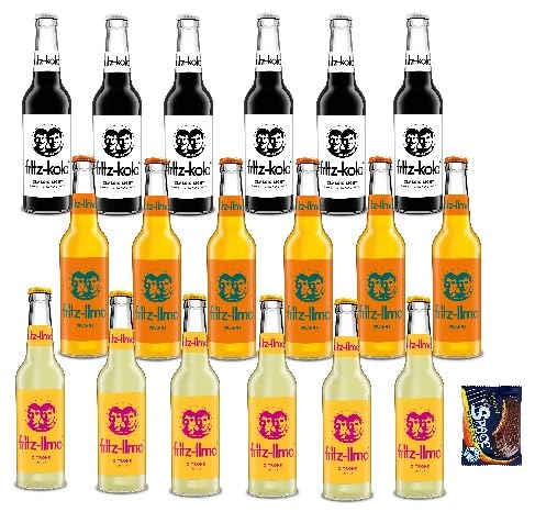 18 Flaschen Fritz-limo Mix a 0,33l (6 x Fritz Kola Zero / 6 x Fritz Orange / 6 x Fritz Zitrone) inclusive MEHRWEG Pfand Space Riegel von Onlineshop Bormann von Bormann