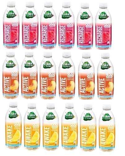 18 Flaschen Volvic Vitamin + 6 x Active Peach / 6 x Awake Zitrone, 6 x Recharge Himbber (18 x 750ml) inc. EINWEG Pfand PET Flasche + Space Keks a 45g von Onlineshop Bormann von Bormann