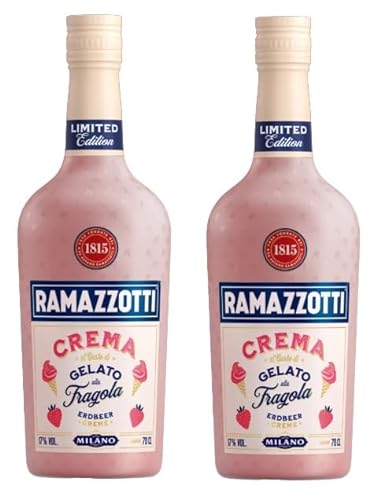 2 Flaschen Ramazzotti Crema Gelato Fragola a 0,7 Liter 17% vol. Erdbeer Sahne Likör + Space Keks gratis a 45 g von Onlineshop Bormann von Bormann