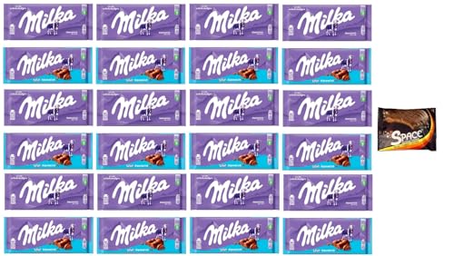 24 Tafeln Milka Mix a 100g (12 x Luflee + 12 x Alpenmilch) + Space Riegel 45g von Bormann