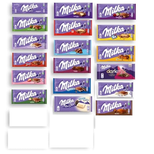 24 Tafeln Milka Mix Mischpaket (15 verschiedene Sorten) 87-100g + Space Riegel 45g von Bormann