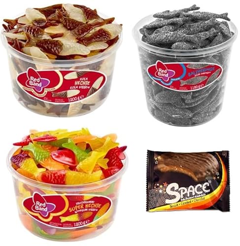 3 Dosen Red Band Mix/Cola Hechte/Salzheringe/Fruchtgummi Hechte + Space Keks von Onlineshop Bormann von Bormann