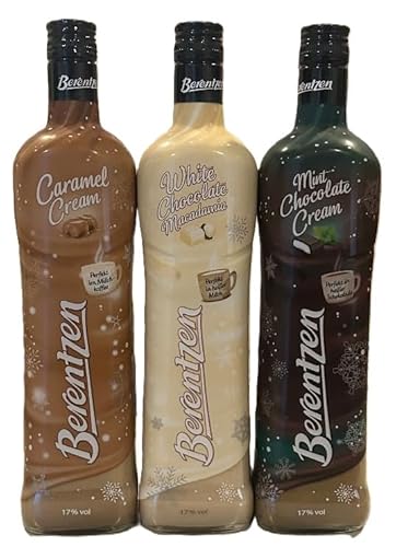 3 Flaschen Berentzen Winter Mix aus 3 Sorten (1xCaramel Cream, White chocolate Macadamia, Mint Chocolate Cream) a 0,7 L 17% vol. + Space Keks gratis a 45 g von Onlineshop Bormann von Bormann