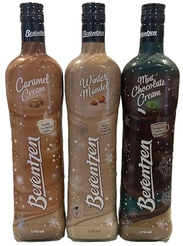 3 Flaschen Berentzen Winter Mix aus 3 Sorten (1xCaramel Cream, Winter Mandel, Mint Chocolate Cream) a 0,7 L 17% vol. + Space Keks gratis a 45 g von Onlineshop Bormann von Bormann