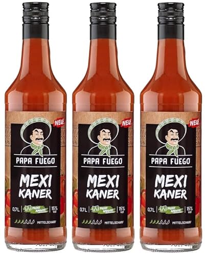 3 Flaschen Papa Fuego Mexikaner Mittelscharf a 0,7 L 15% vol. + Space Keks gratis a 45 g von Onlineshop Bormann von Bormann