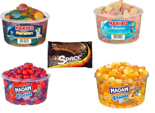 4 Dosen Mix Starke Planeten/Saure Raketen/Maoam Kracher Wild Berries/Maoam Kracher ICE Pfirsich + Space Keks von Onlineshop Bormann von Bormann
